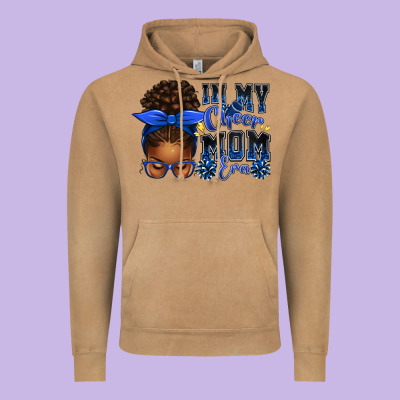 In My Cheer Mom Era Afro Messy Bun Vintage Hoodie Designed By Texasbilliewilder