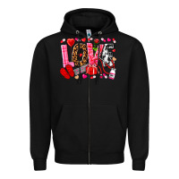 Black valentines day love nurse Zipper Hoodie - NancyCooperArtShop