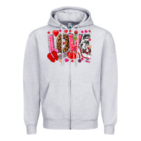 Heather Grey valentines day love nurse Zipper Hoodie - NancyCooperArtShop