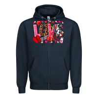 Navy valentines day love nurse Zipper Hoodie - NancyCooperArtShop