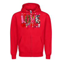 Red valentines day love nurse Zipper Hoodie - NancyCooperArtShop