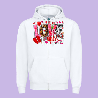 Valentines Day Love Nurse Zipper Hoodie Designed By Nancycooperartshop