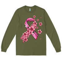 Army Green pink cancer ribbon Long Sleeve Tee - AdoDesignShop
