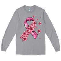 Heather Grey pink cancer ribbon Long Sleeve Tee - AdoDesignShop
