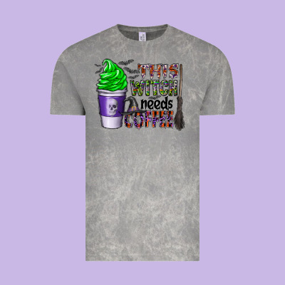 This Witch Needs Coffee Vintage Tee Designed By Cowhidedigitalart