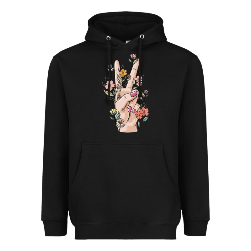 Hand Peace Sign Heavyweight Hoodie by MaliasSmallBusiness | Teevron