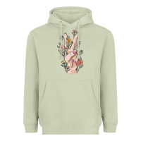 Matcha hand peace sign Heavyweight Hoodie - MaliasSmallBusiness