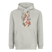 Moon Dust hand peace sign Heavyweight Hoodie - MaliasSmallBusiness