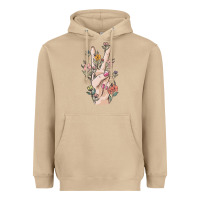 Mushroom hand peace sign Heavyweight Hoodie - MaliasSmallBusiness