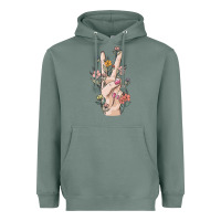 Sage hand peace sign Heavyweight Hoodie - MaliasSmallBusiness