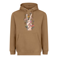 Toasted Coconut hand peace sign Heavyweight Hoodie - MaliasSmallBusiness