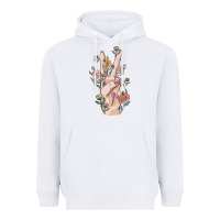 White hand peace sign Heavyweight Hoodie - MaliasSmallBusiness