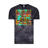 Cloud Black sunflowers donkey seamless pattern Vintage Tee - HRA Design Shop