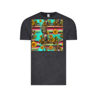 Vintage Black sunflowers donkey seamless pattern Vintage Tee - HRA Design Shop