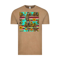 Vintage Coffee sunflowers donkey seamless pattern Vintage Tee - HRA Design Shop