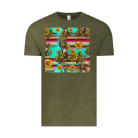 Vintage Olive sunflowers donkey seamless pattern Vintage Tee - HRA Design Shop