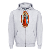 Heather Grey our new lady of guadalupe Zipper Hoodie - BarkalooDesign