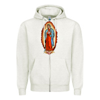Oatmeal Heather our new lady of guadalupe Zipper Hoodie - BarkalooDesign