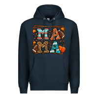 Navy Fall American Football Autumn Mama Premium Hoodie - LillyAllenDesigns