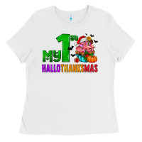 White my first hallothanksmas Ladies Tee - AdoDesignShop