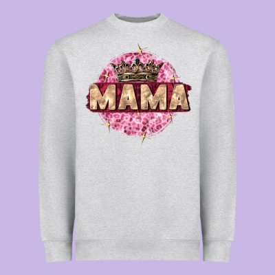 Mama With Round Leopard Heavyweight Sweatshirt Designed By Zillion Design Studio