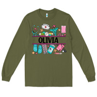 Army Green nurse elements with costom name Long Sleeve Tee - AdoDesignShop