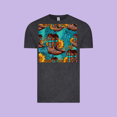 Western Boots Seamless Pattern Vintage Tee Designed By Hra Design Shop