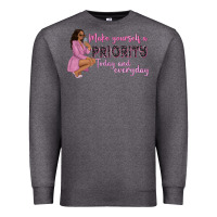 Charcoal Heather make yourself a priority today and everyday afro w Premium Sweatshirt - NancyCooperArtShop