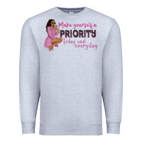 Heather Grey make yourself a priority today and everyday afro w Premium Sweatshirt - NancyCooperArtShop