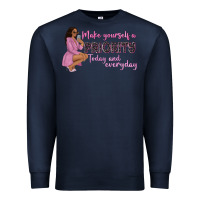 Navy make yourself a priority today and everyday afro w Premium Sweatshirt - NancyCooperArtShop