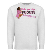 Oatmeal Heather make yourself a priority today and everyday afro w Premium Sweatshirt - NancyCooperArtShop