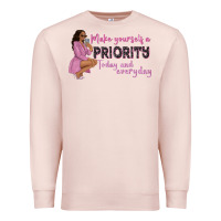 Pale Pink make yourself a priority today and everyday afro w Premium Sweatshirt - NancyCooperArtShop