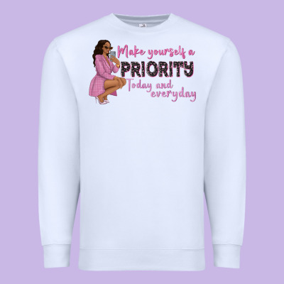 Make Yourself A Priority Today And Everyday Afro W Premium Sweatshirt Designed By Nancycooperartshop