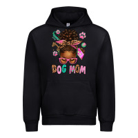 Black Afro Messy Bun Dog Mom Urban Hoodie - texasbilliewilder
