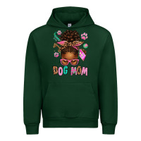 Forest Green Afro Messy Bun Dog Mom Urban Hoodie - texasbilliewilder