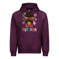 Mauve Wine Afro Messy Bun Dog Mom Urban Hoodie - texasbilliewilder