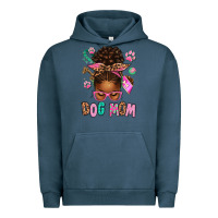 Pigment Midnight Navy Afro Messy Bun Dog Mom Urban Hoodie - texasbilliewilder