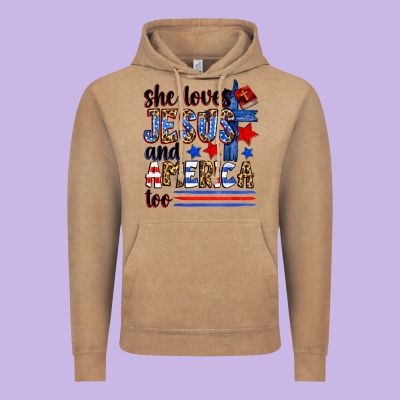 She Loves Jesus And America Too Vintage Hoodie Designed By Zillion Design Studio