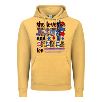 Vintage Mustard she loves jesus and america too Vintage Hoodie - Zillion Design Studio