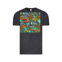 Vintage Black western turquoise thunderbird seamless pattern Vintage Tee - HRA Design Shop