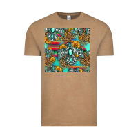 Vintage Coffee western turquoise thunderbird seamless pattern Vintage Tee - HRA Design Shop