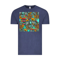 Vintage Denim western turquoise thunderbird seamless pattern Vintage Tee - HRA Design Shop