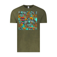 Vintage Olive western turquoise thunderbird seamless pattern Vintage Tee - HRA Design Shop