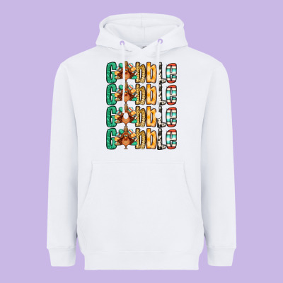 Gobble Till You Wobble Thanksgiving Turkey Heavyweight Hoodie Designed By Nancycooperartshop