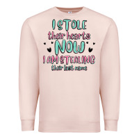 Pale Pink i stole their hearts now i am stealing their last Premium Sweatshirt - MaliasSmallBusiness