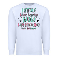 White i stole their hearts now i am stealing their last Premium Sweatshirt - MaliasSmallBusiness