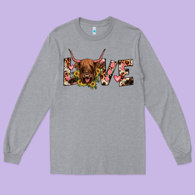 Highland Cow Love Long Sleeve Tee Designed By Jahusdesignshop