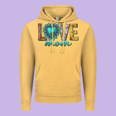 Love Mom Western Vintage Hoodie Designed By Texasbilliewilder