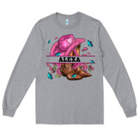 Heather Grey pink costom name cowgirl hat and roses Long Sleeve Tee - AdoDesignShop