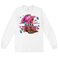 White pink costom name cowgirl hat and roses Long Sleeve Tee - AdoDesignShop